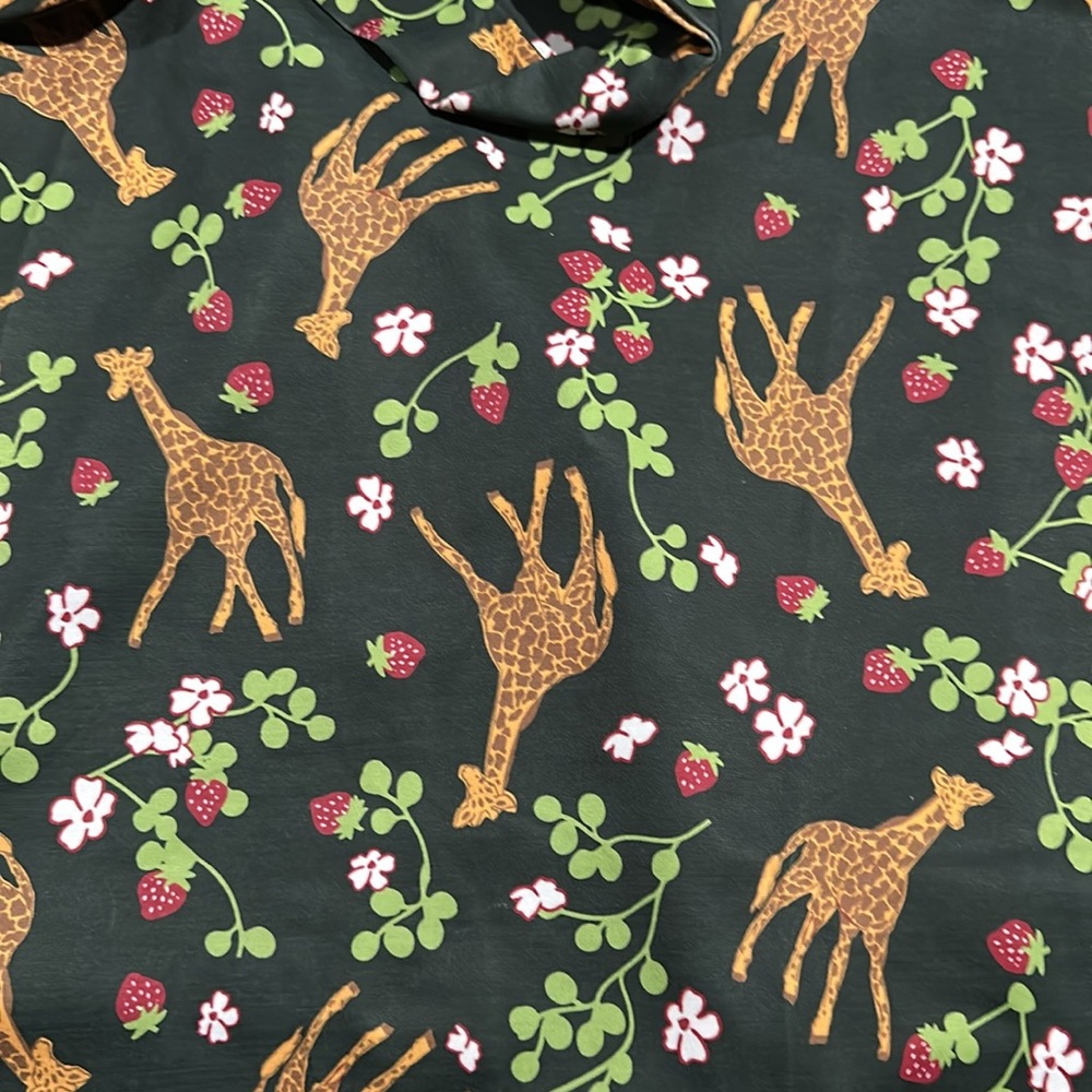 Green Giraffe & Strawberry Print Wrap Dress - Picture 11 of 15